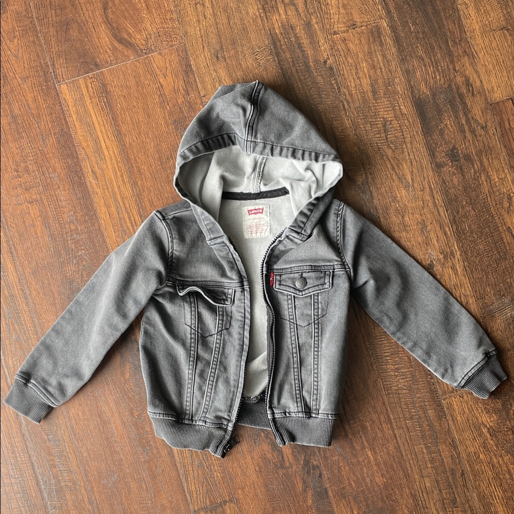 Levi's Toddler Gray Hooded Denim-Style Jacket